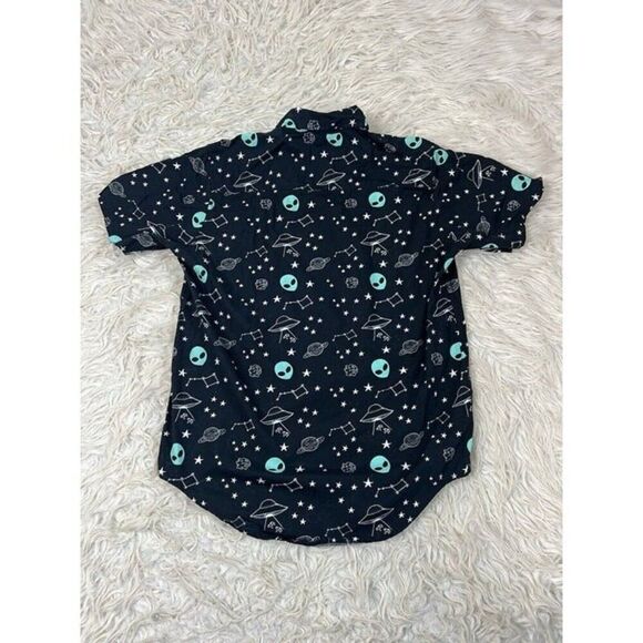 Hot Topic Shirt Men's Small Alien All Over Print Space UFO Constellation Camp - Picture 2 of 9
